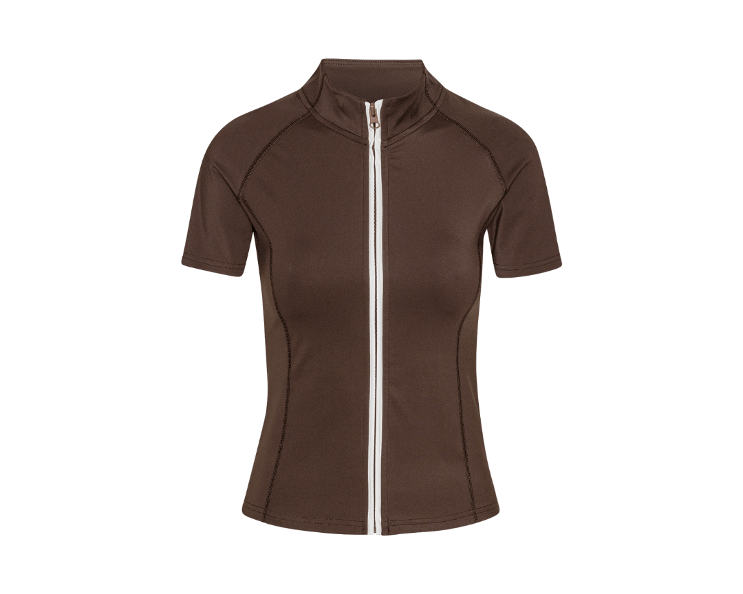 Exercere Blouses Active Short Sleeve Blouse - Pecan Brown