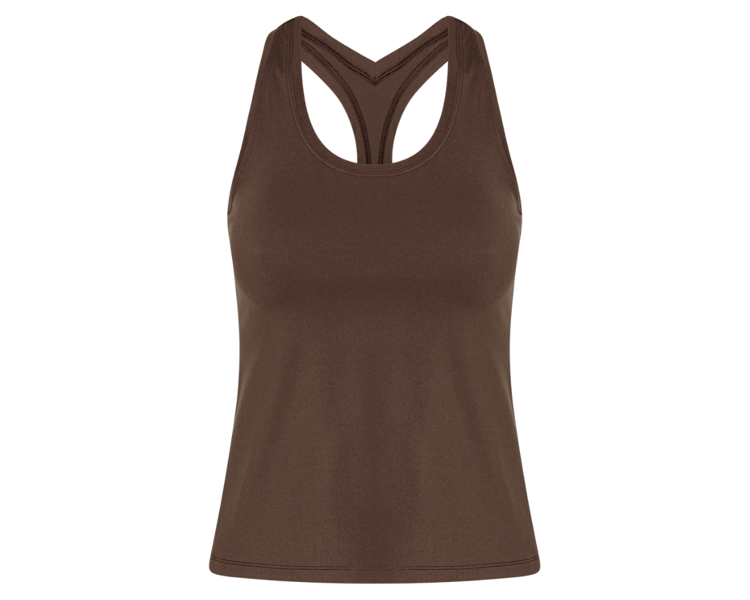 Exercere Tops Neaty Racer Tank Top - Pecan Brown